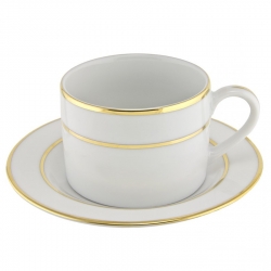 Gold Double Line Can Cup/Saucer