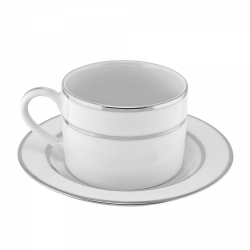 Silver Double Line Can Cup/Saucer