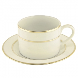 Cream Double Gold Can Cup/Saucer
