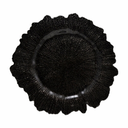 Sponge Black Glass Charger Plate