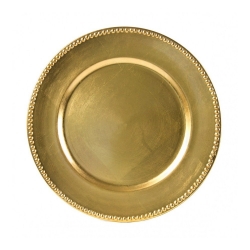 Lacquer Round Gold Beaded Charger