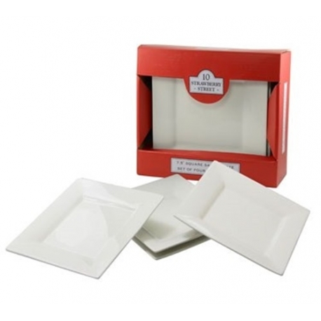 Square Box Sets - Red Salad/Dessert Plate Set Of 4