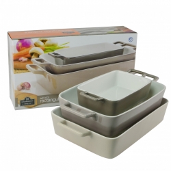 Nested Beige Rect Bakers  Set Of 3