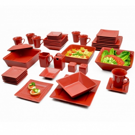 Nova Red 45 Pc Sq Dinner Set